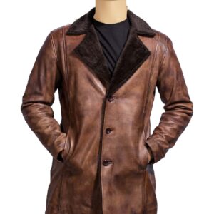 Distressed Leather Fur Coat