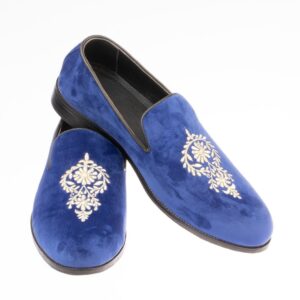 Royal Blue Embroidered Loafers