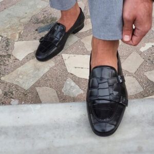 Croc Print Monk Shoes