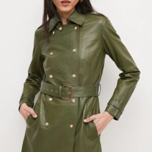 CultCart womens leather trench coat