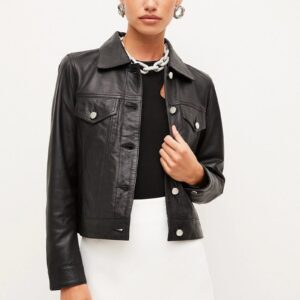 Black Trucker Leather Jacket